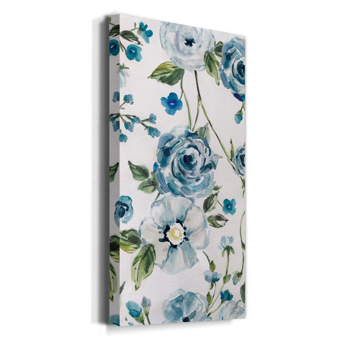 Abstract Blue and White Floral Canvas Wall Art - 8x16 Inch Modern Flower Painting for Bedroom, Living Room, Dining Room, Office & Kitchen Decor | Perfect for Home Wall Decoration & Interior Design