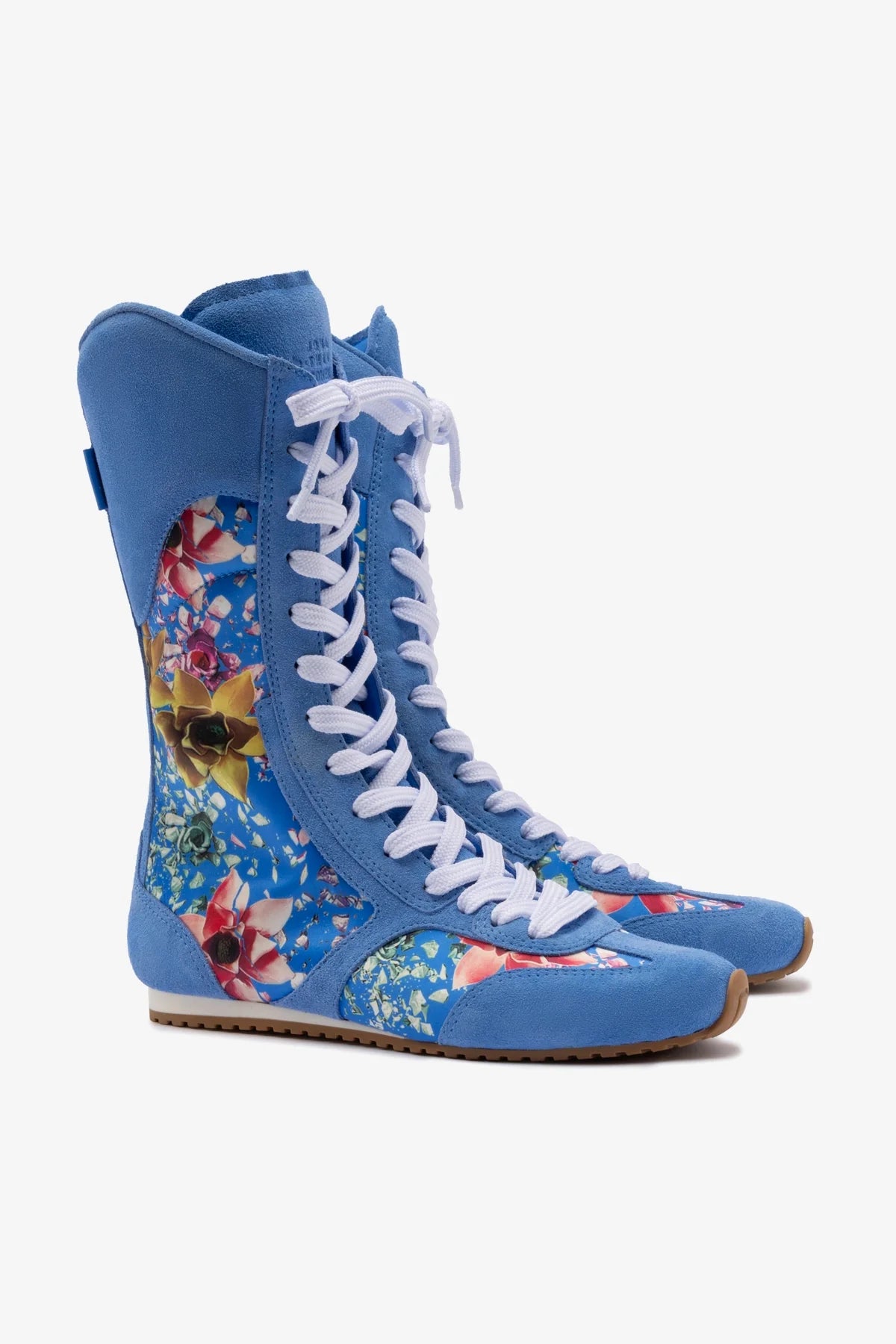 Larroudé x Jonathan Cohen Flat Lo Sneaker Boot - Dodger Blue & Gardenias Satin - Stylish Comfort for Casual Outings & Evening Events