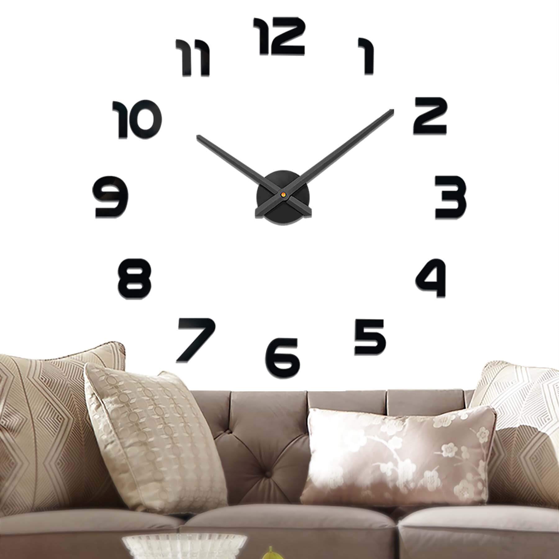 VANGOLD Large Wall Clock for Living Room Decor - 16 Inch Silent Non-Ticking Battery Operated Wall Clock - Modern Black Wall Art for Home, Office, Bedroom & Kitchen