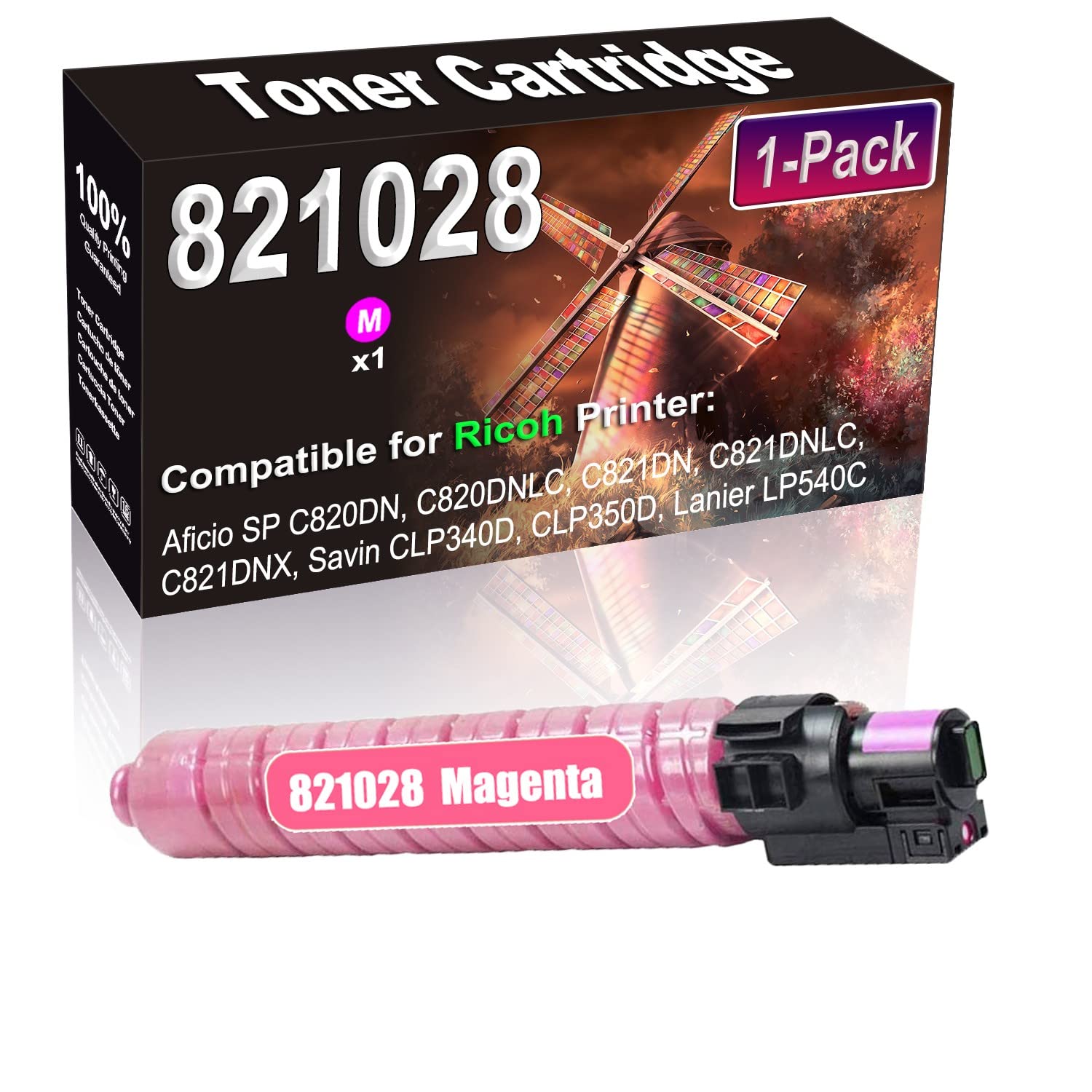 High Capacity Compatible Toner Cartridge Replacement for Ricoh Aficio SP C820DN/C820DNLC/C821DN Printers - 1-Pack Magenta (Ideal for Office Printing, Business Documents & High-Volume Copying)