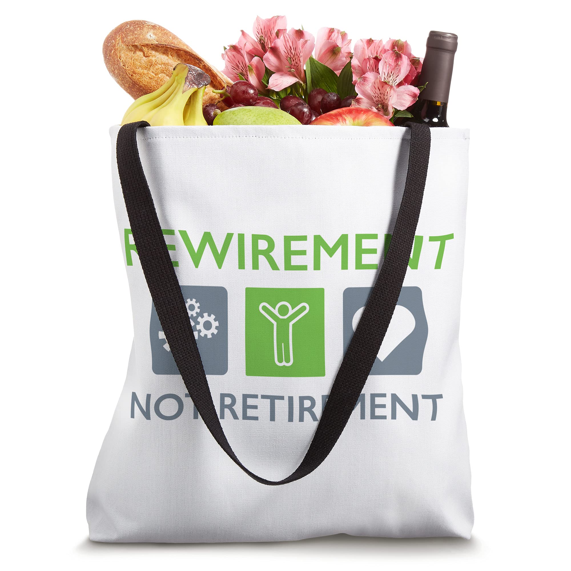 Rewirement Not Retirement Tote Bag - Motivational Canvas Tote for Women & Men - Perfect for Work, Gym, Travel & Daily Use