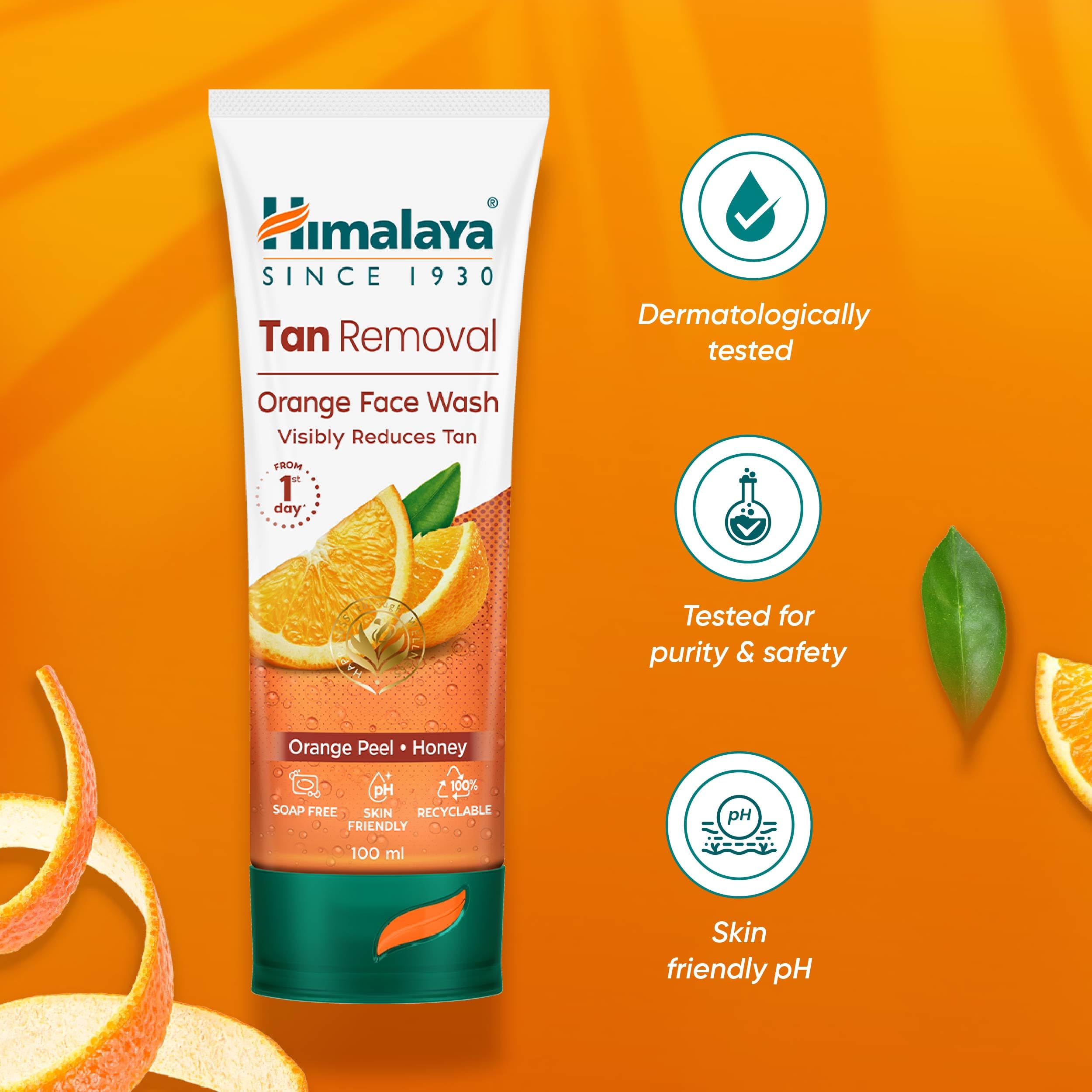 Himalaya Tan Removal Orange Face Wash for Brightening & Glowing Skin - 100ml | Gentle Exfoliating Cleanser for Daily Use, Travel-Friendly Size
