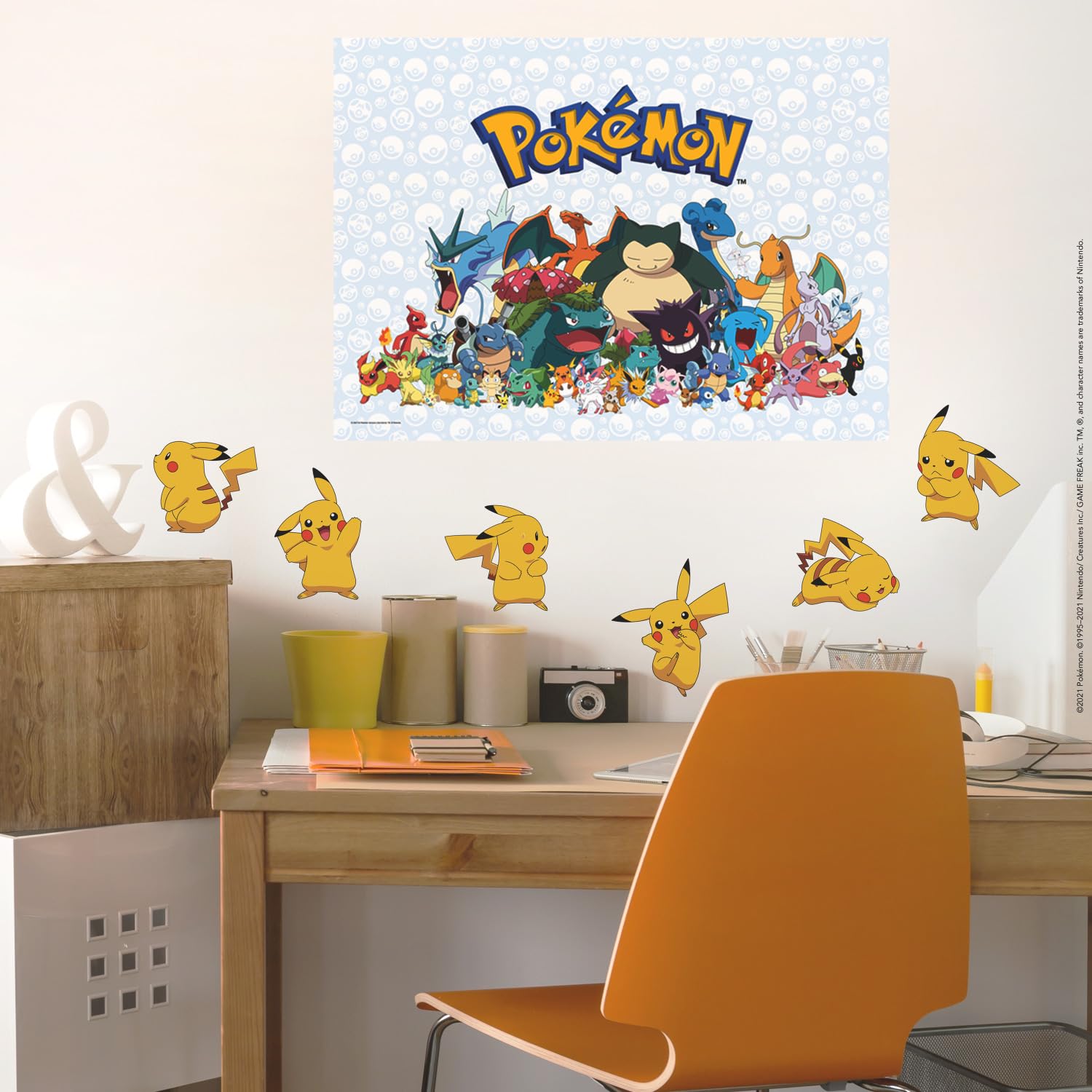Pokemon Pikachu Peel and Stick Wall Decals - Removable Vinyl Stickers for Kids Room Decor, DIY Home Wall Art - Perfect for Bedroom, Nursery, Playroom & Dorm Room