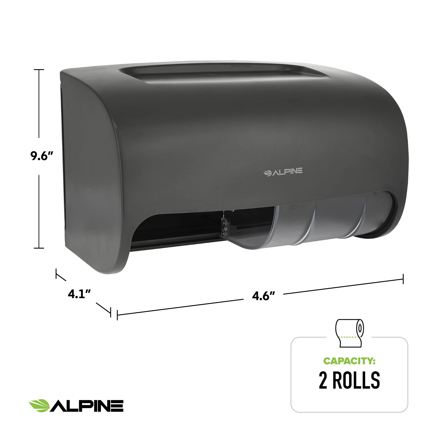 Alpine Commercial Toilet Paper Dispenser - Heavy Duty Wall Mounted Double Roll Holder for High Traffic Restrooms | Perfect for Offices, Schools & Public Restrooms with Less Frequent Paper Roll Refills