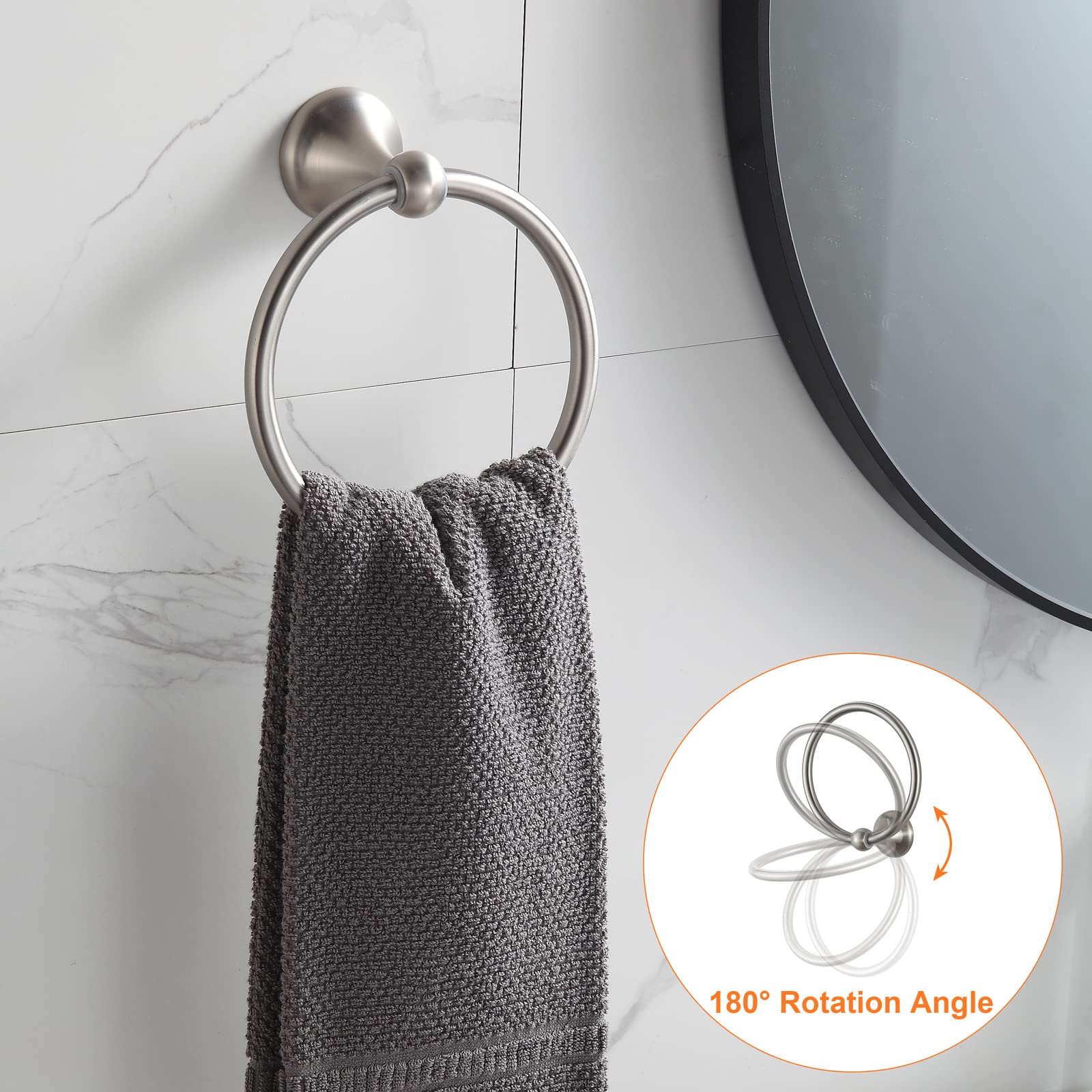 8-Piece Brushed Nickel Adjustable Expandable Bath Towel Bars Set - Wall Mounted Bathroom Hardware & Accessories for Modern Homes, Spas, and Hotels