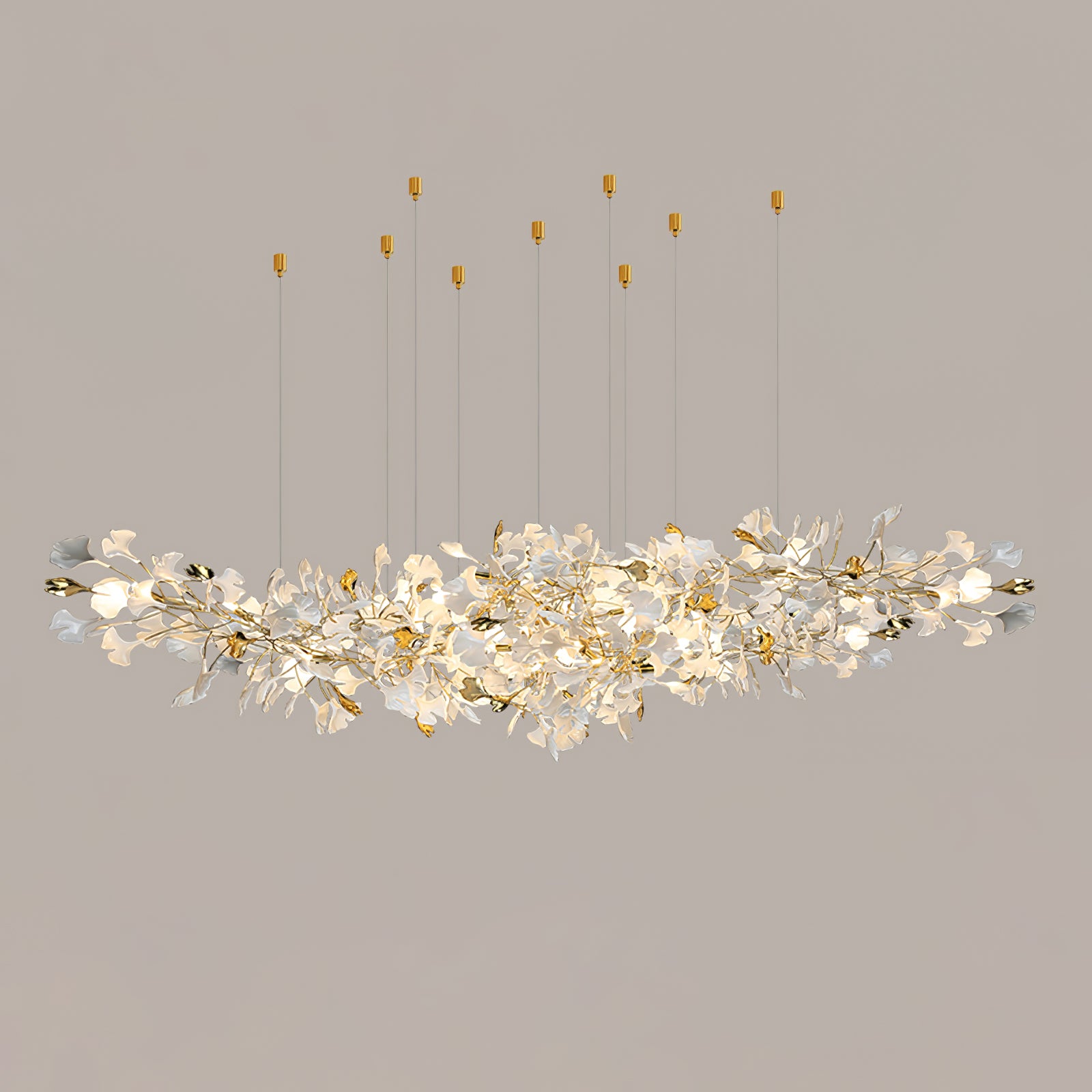 Elegant Ginkgo Leaf Chandelier - Modern Gold Crystal Ceiling Light Fixture for Dining Room, Living Room & Bedroom Decor