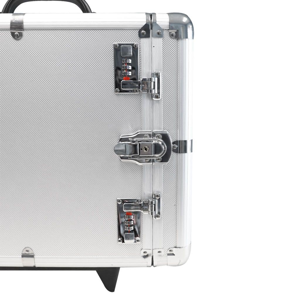 Best Jewelry Supply Professional Aluminum Jewelry Rolling Case with 12 Trays - Perfect for Jewelry Storage, Travel & Trade Shows