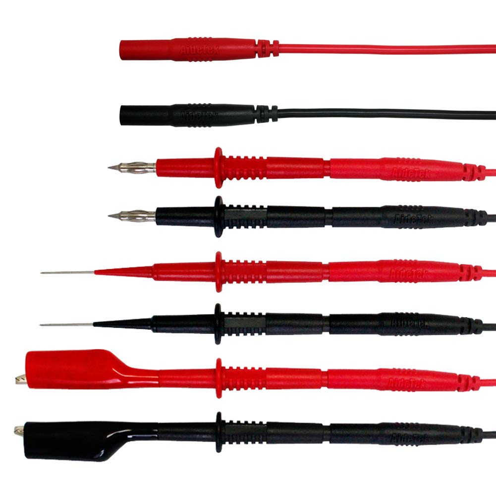 AideTek Silicone Rubber Wire Test Lead Kit for Multimeter - High-Quality TLP20257 Probes for Electrical Testing | Perfect for DIY, Home Repairs & Professional Electricians