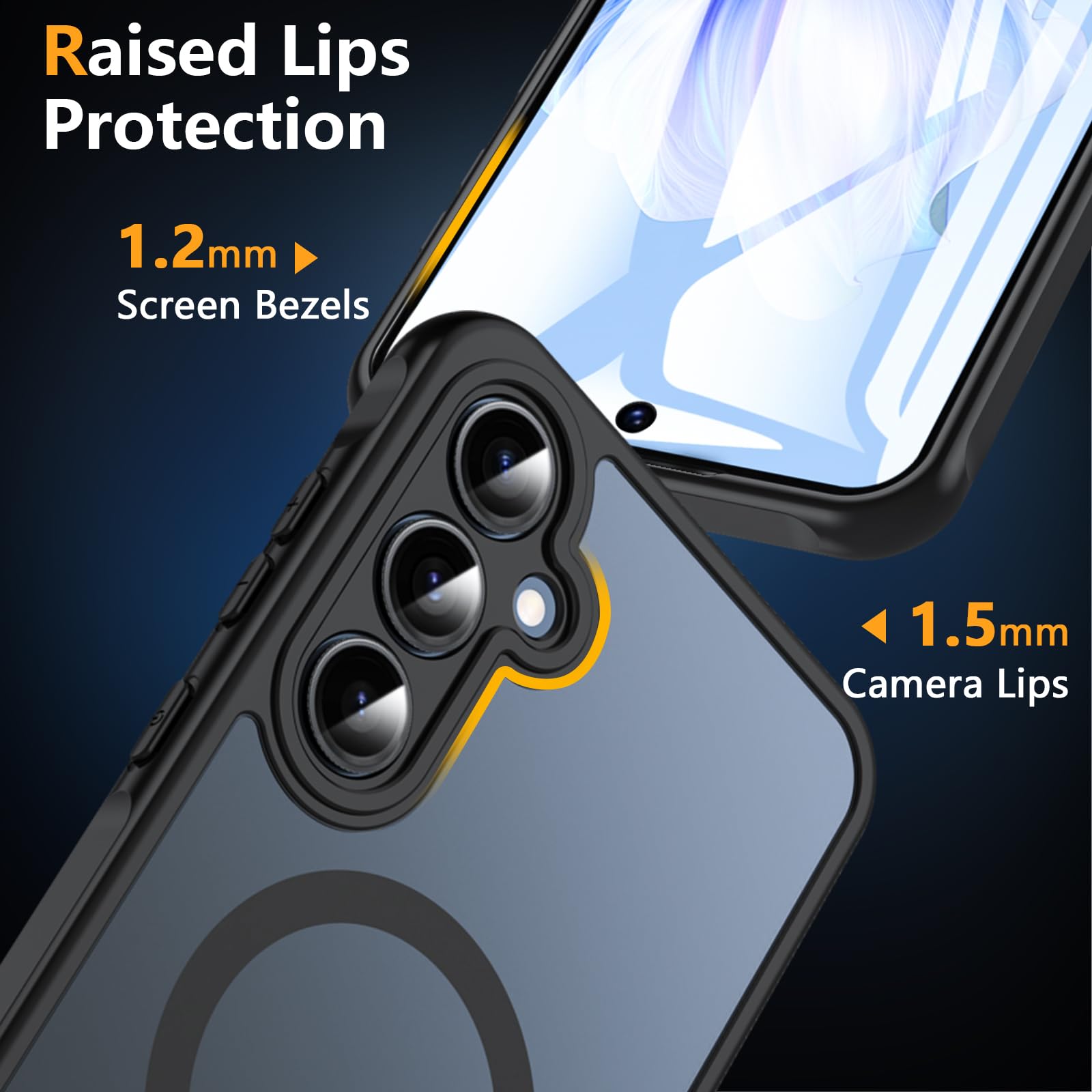 Shockproof Magnetic Case for Samsung Galaxy A55 5G with Tempered Glass - Translucent Matte Military-Grade Protection Hard Cover (Black) | Perfect for Outdoor Activities, Travel & Daily Use