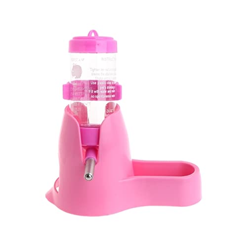 4oz Hamster Water Bottle - 3-in-1 Automatic Pet Water Dispenser with Food Bowl & Hideout for Small Animals (125ml, Pink) | Perfect for Hamsters, Hedgehogs & Rodent Cages