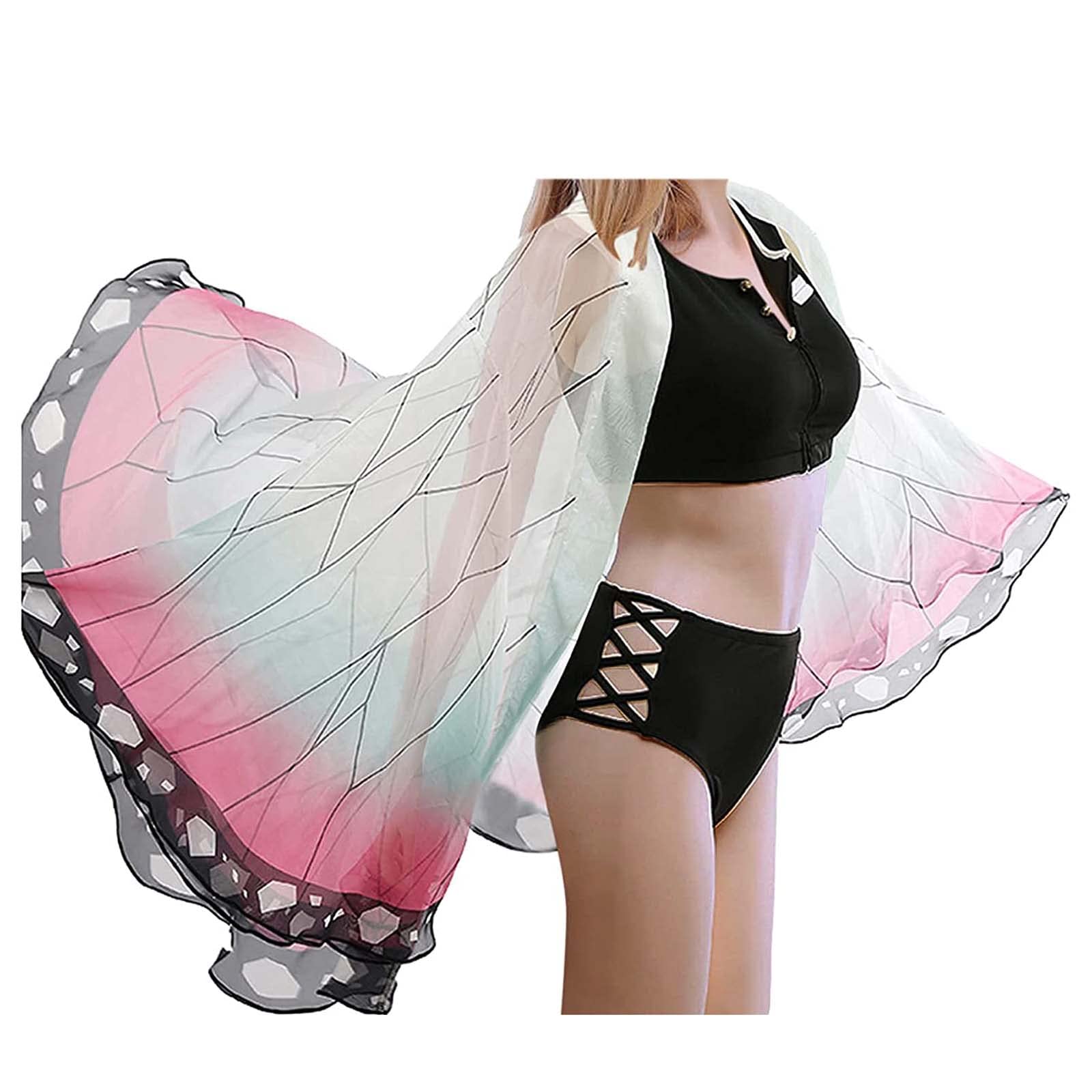 Demon Slayer Anime Swimsuit - Kochou Shinobu Cosplay Bikini for Women & Girls | Breathable Comfortable Swimwear | Perfect for Pool Parties, Beach Vacations & Anime Conventions