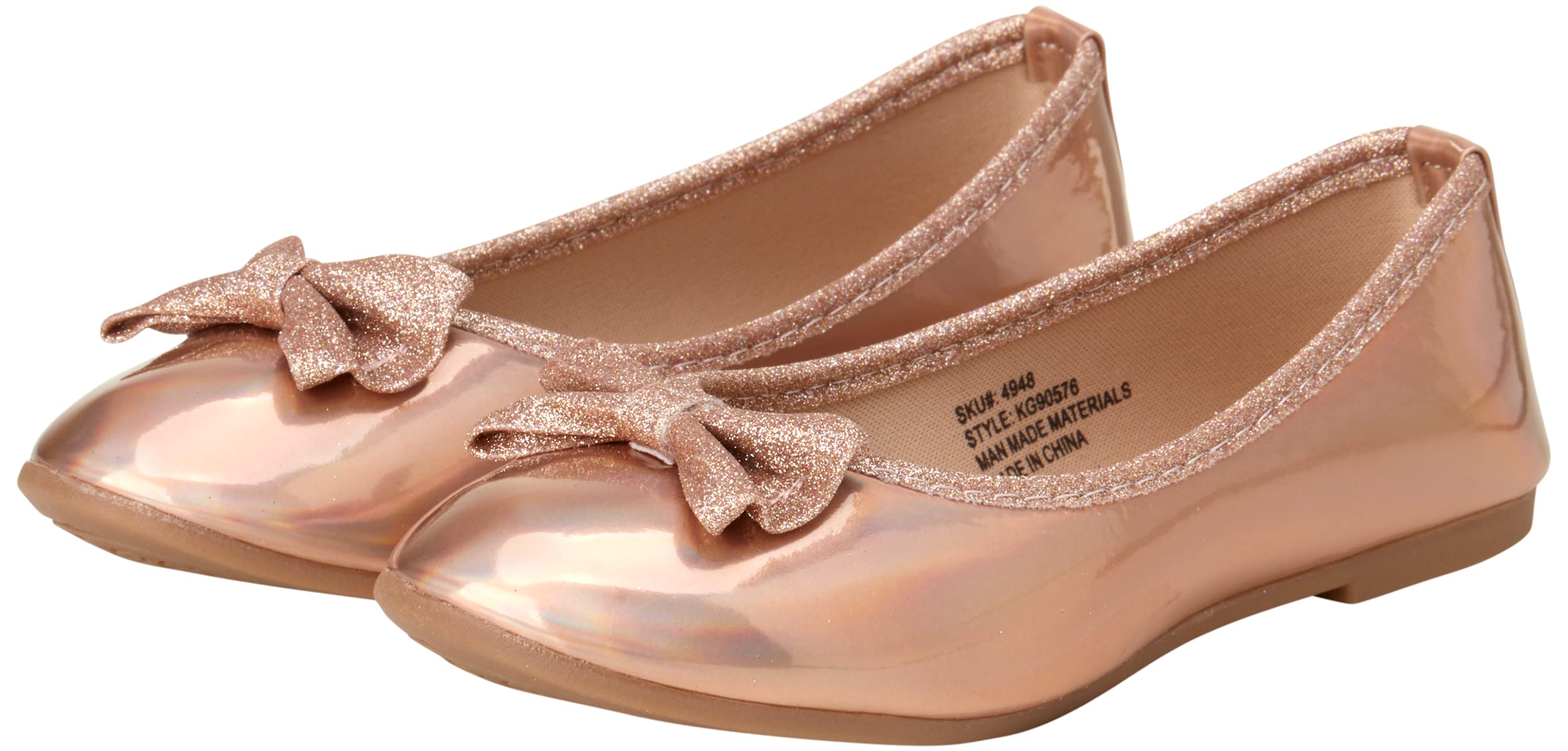 Classic Leatherette Ballet Flats with Glitter Bow - Comfortable Toddler & Girl Shoes for School, Parties & Everyday Wear