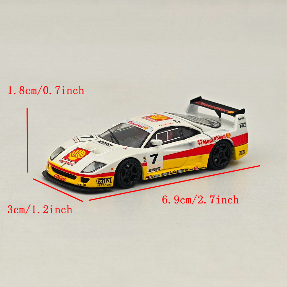 1/64 Scale Ferrari F40 LM #7 Racing Sports Car Model - Legend Series with Opening Tail Gate - White - Perfect for Collectors, Display, and Racing Enthusiasts