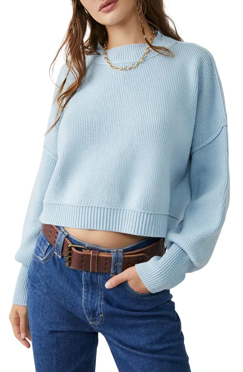 Free People Easy Street Crop Pullover Sweater - Women's Casual Knit Top for Fall & Winter | Perfect for Layering, Coffee Dates & Weekend Outfits
