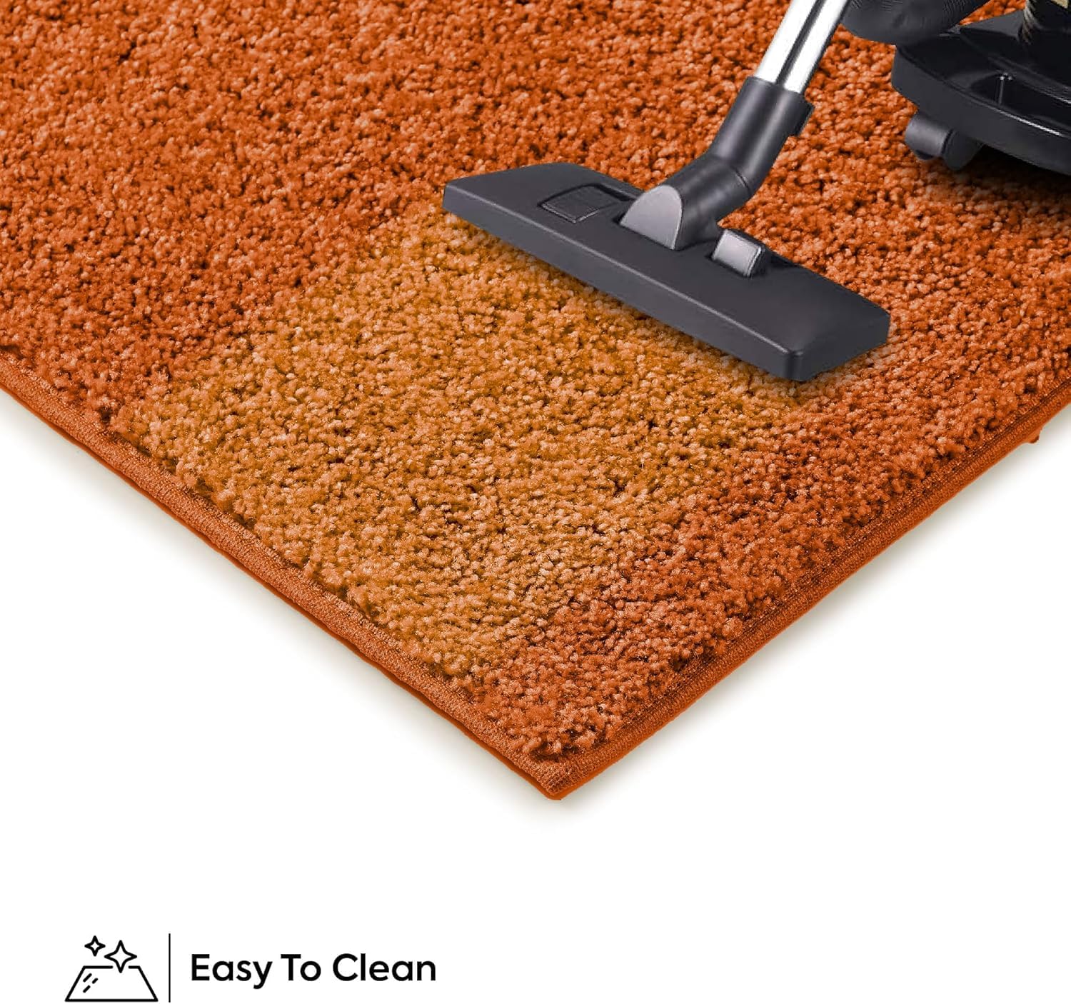 Ambiant Broadway Collection Pet Friendly Area Rugs - 2' x 8' Oval Indoor Stain Resistant Rug for Living Room, Bedroom, Dining Room | Orange Home Decor | Perfect for Entryway, Doorway, Kids & Pets | Wedding Gift Idea