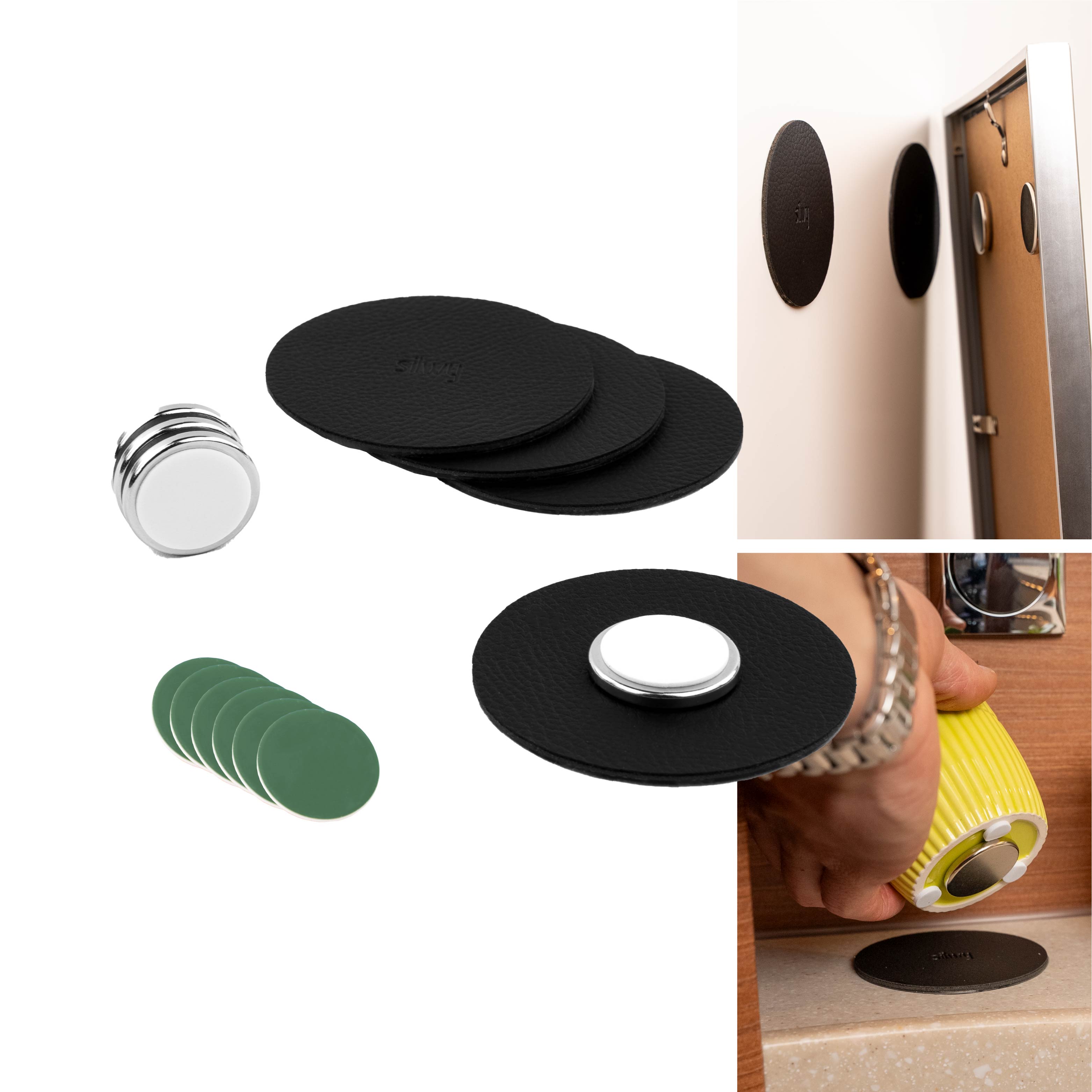 Premium Magnet Power Bundle in Black - Strong Magnetic Hold for DIY Projects, Office Organization & Home Decor