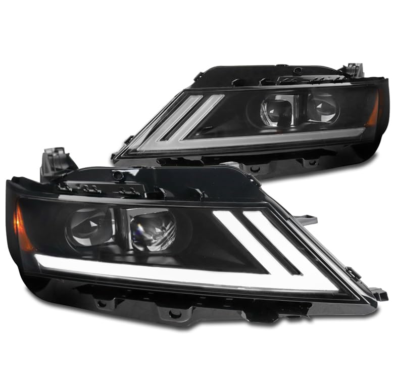 LED DRL Switchback Signal Black Projector Headlights for 2015-2020 Chevy Impala - High Performance Auto Lighting for Night Driving & Enhanced Visibility