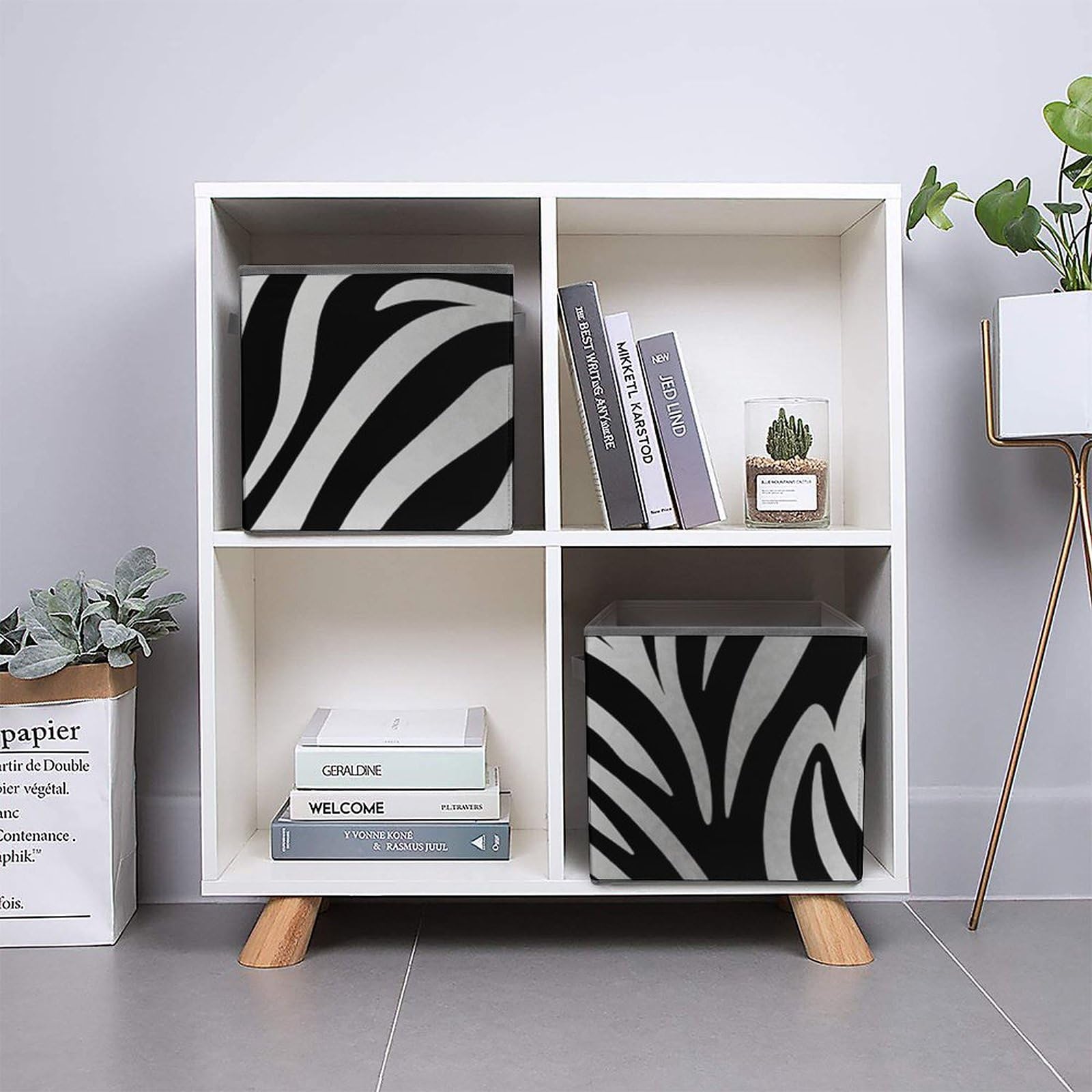 Foldable Zebra Print Storage Cubes with Handles - Closet Organizer Bins for Cabinet, Shelf & Wardrobe - Perfect for Bedroom, Kids Room & Office Organization
