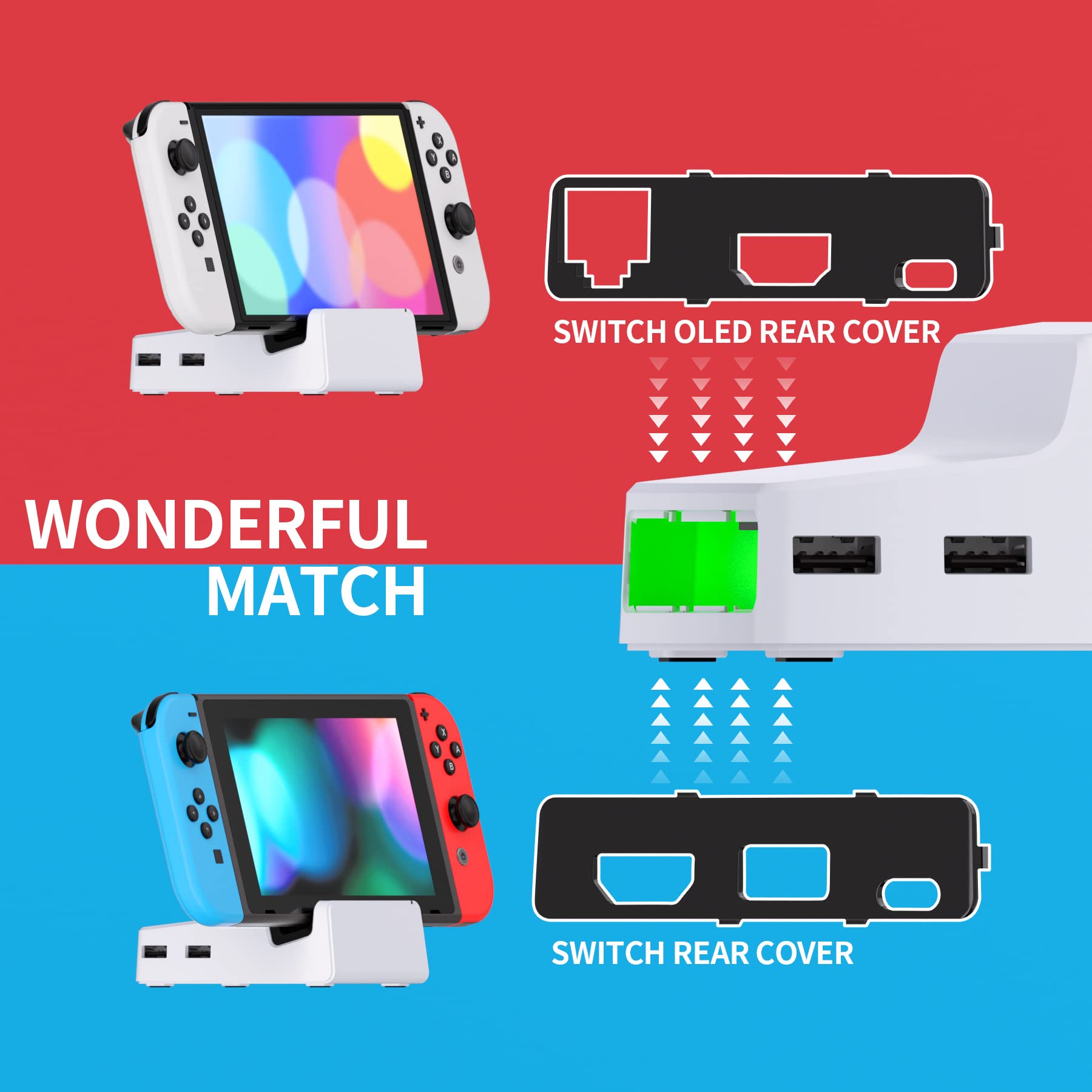 eXtremeRate AiryDocky DIY Kit - White Replacement Shell Case for Nintendo Switch Dock | Portable Mini Dock Cover for Switch OLED (Shell Only) | Perfect for Travel, Gaming Setup & Home Entertainment
