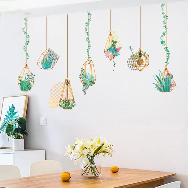 Efavormart Hanging Terrarium Plants Bulbs Wall Decor - Peel & Stick Wall Decals for Home, Garden, and Indoor Plant Decor - Perfect for Living Room, Bedroom, and Office Spaces