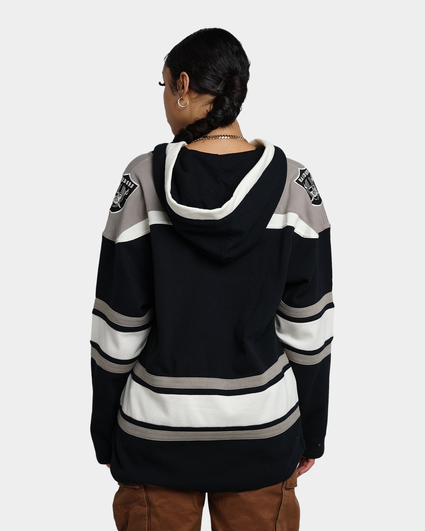 47 Brand Las Vegas Raiders Superior Lacer Hoodie - Jet Black/Grey - Men's NFL Team Pullover Sweatshirt for Game Day & Casual Wear