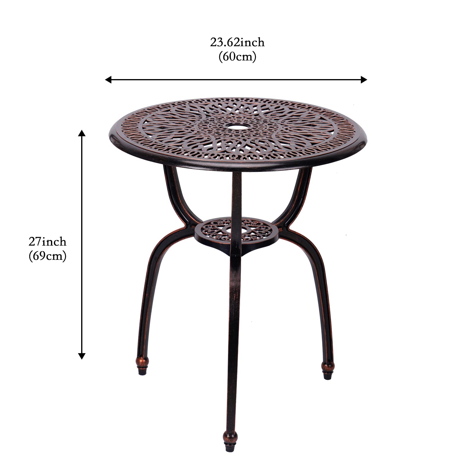 3-Piece Outdoor Bistro Set - Rust-Resistant Cast Aluminum Patio Table & Chairs for Garden, Porch, Park - Perfect for Relaxing & Entertaining (New Brown)