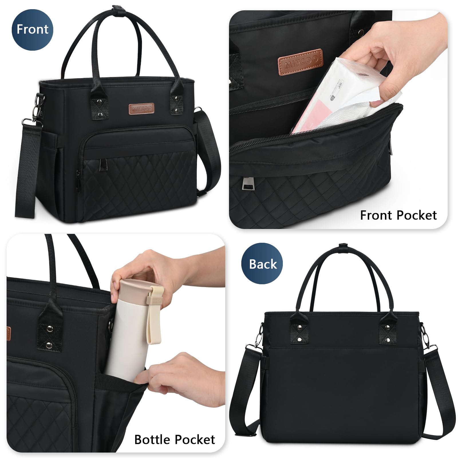 MIYCOO Insulated Lunch Bag for Women & Men - Leakproof Large Lunch Tote Box Cooler Bag for Office, School, Picnic - Black (Perfect for Work, Gym & Outdoor Activities)