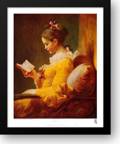 Fragonard Jean-Honore 'A Young Girl Reading' 26x32 Framed Art Print - Classic French Oil Painting Reproduction for Living Room, Bedroom & Office Decor