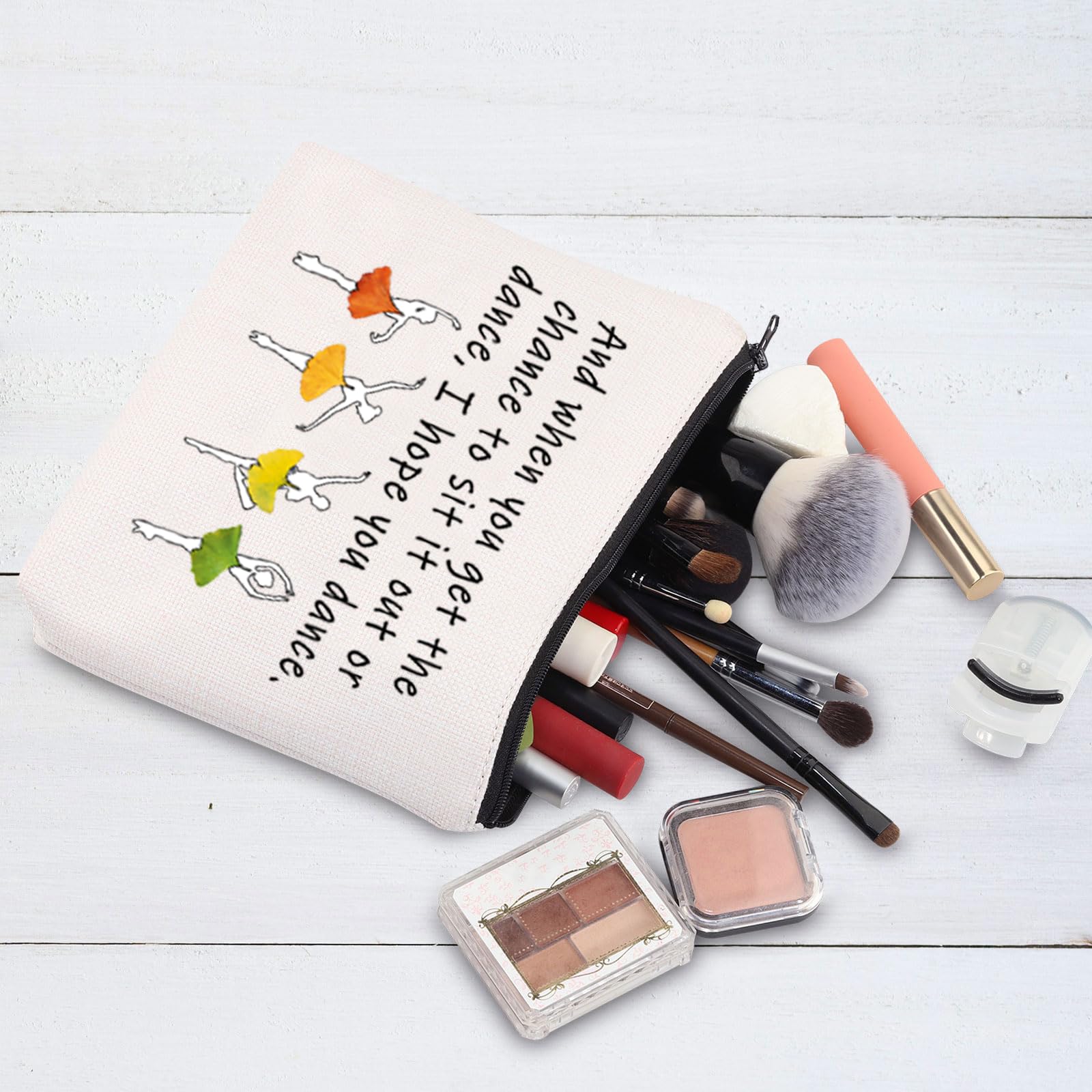 **G2TUP Ballet Girl Makeup Cosmetic Bag – Waterproof Dance Makeup Pouch for Women & Girls – Inspirational Quote Gift for Dance Team – Perfect for Ballet Class, Recitals & Travel**
