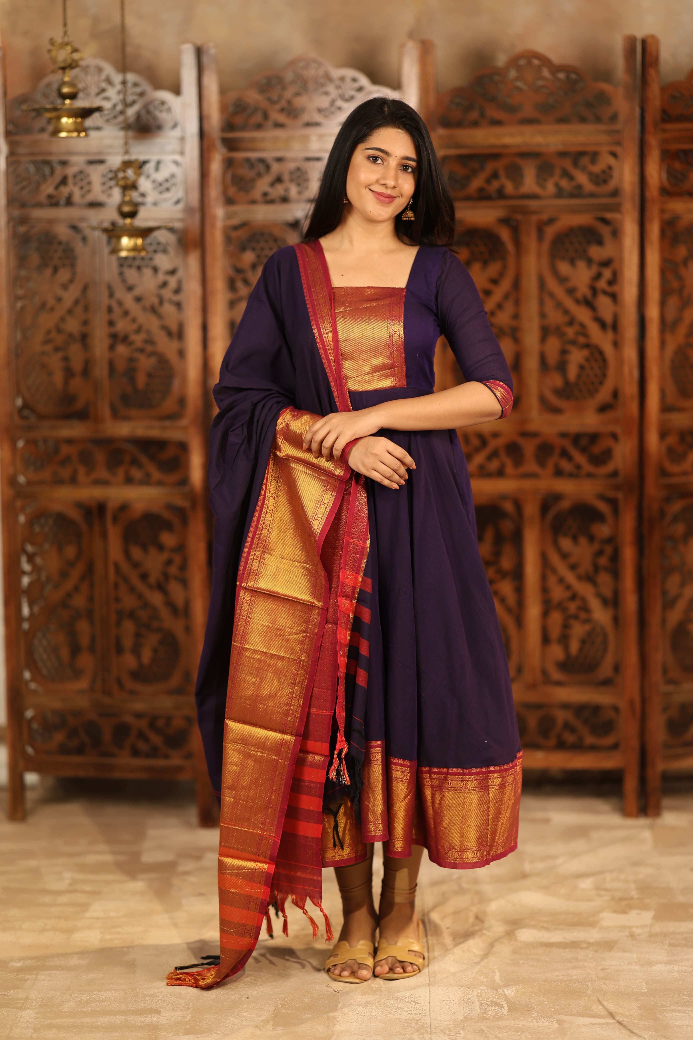DD767 Lavanya Series 2 Pure Cotton Anarkali Dress for Women | Elegant Indian Ethnic Wear | Perfect for Weddings, Festivals & Special Occasions