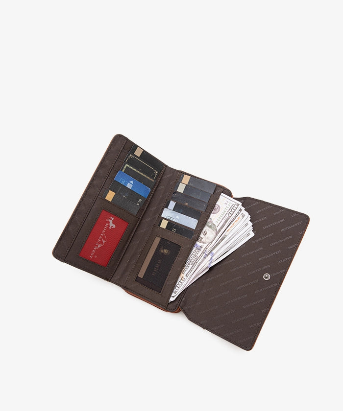 Montana West Cut Out Studded Wallet for Women - Stylish & Durable Leather Wallet with Studded Design - Perfect for Everyday Use, Travel & Gift Giving