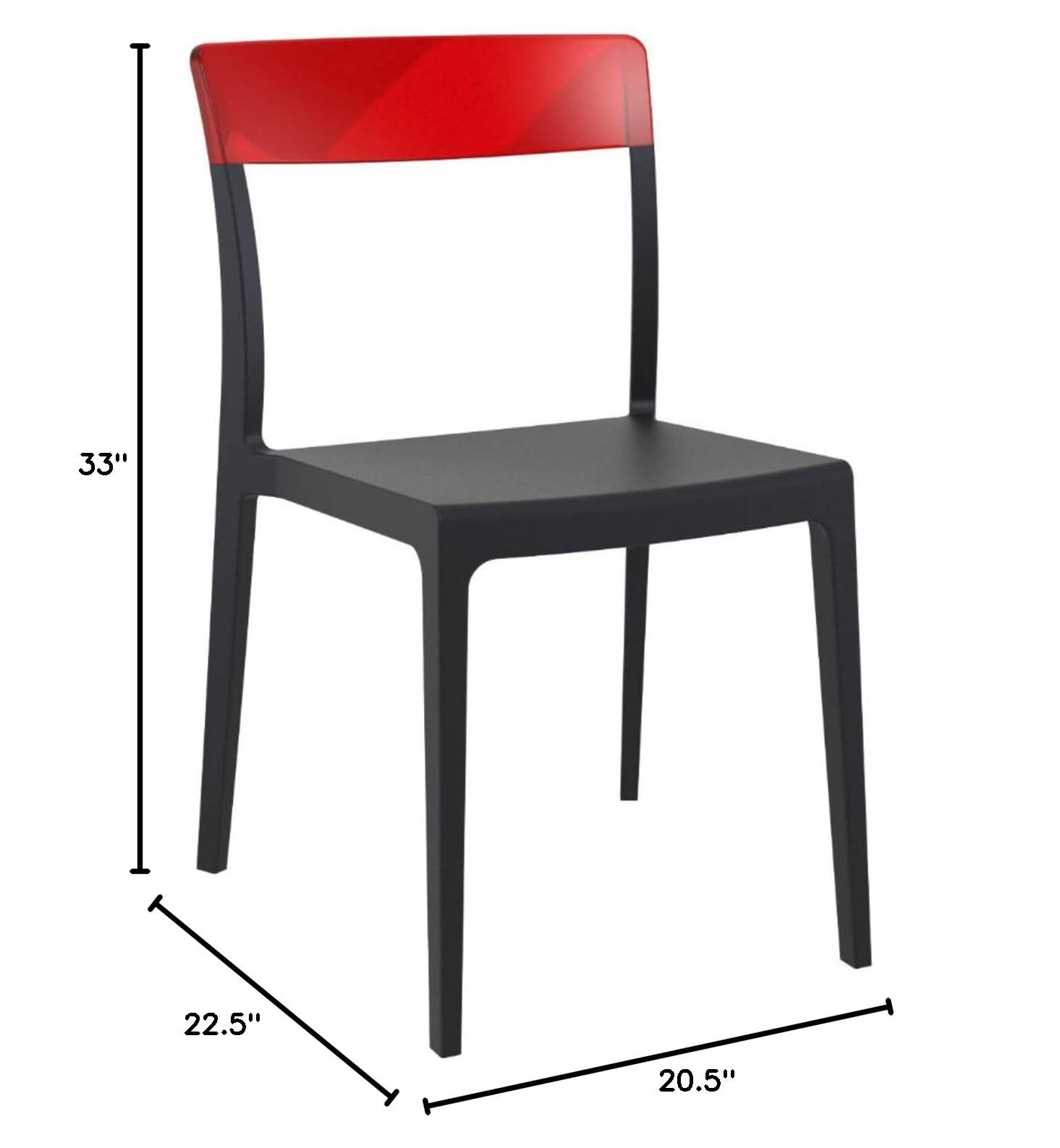 Black & Red Transparent Compamia Flash Patio Dining Chairs (Set of 2) - Modern Outdoor Furniture for Garden, Poolside & Backyard Relaxation