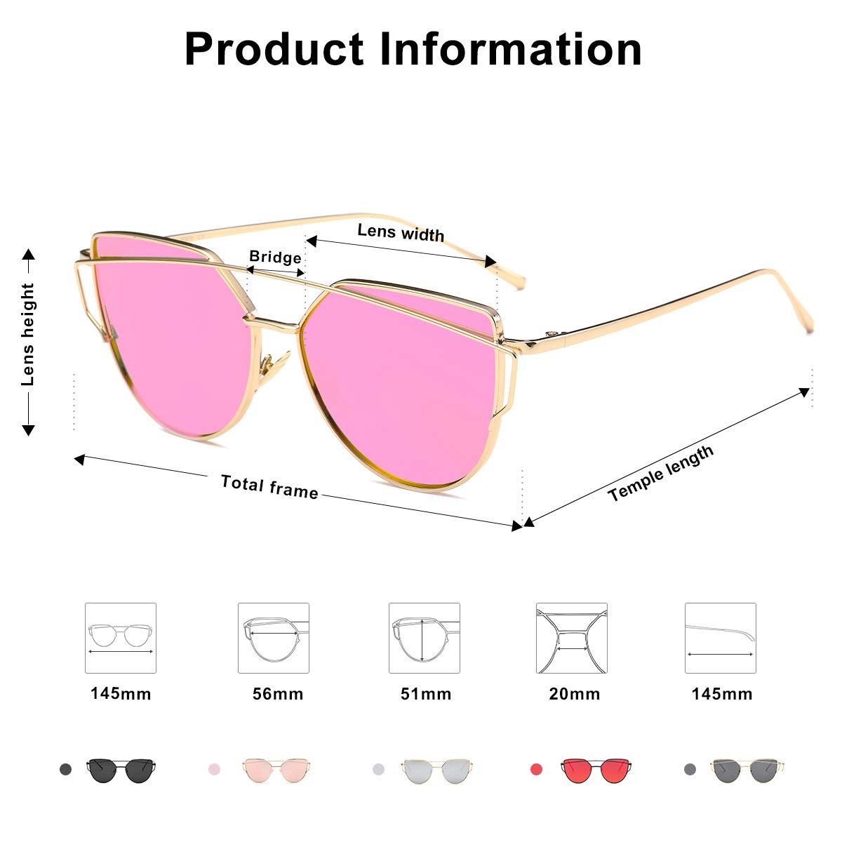 SOJOS Cat Eye Sunglasses for Women - Fashion Designer Style with Mirrored UV Protection Lenses - Perfect for Beach, Driving & Summer Outfits