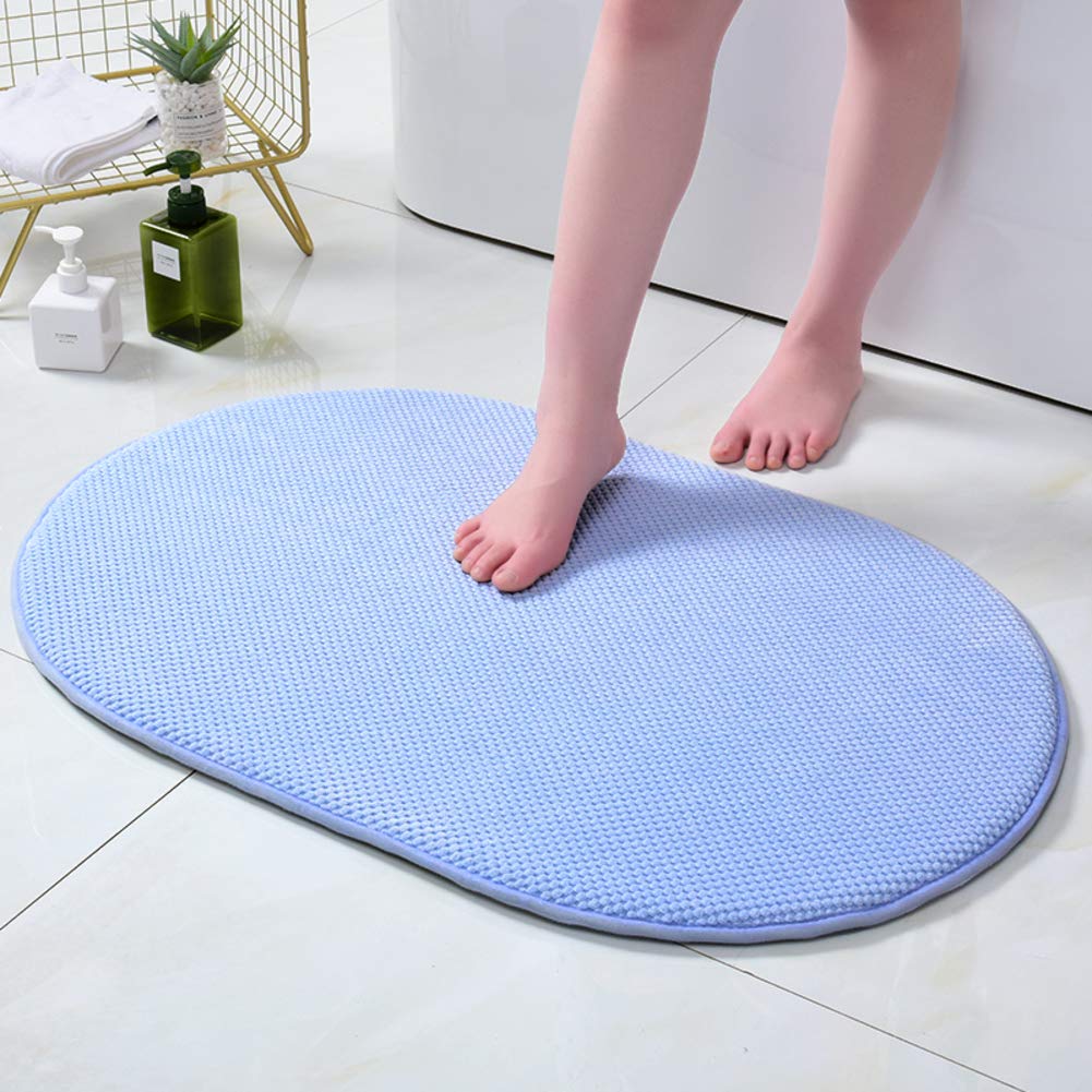 Non-Slip Super Absorbent Memory Foam Bath Mat - Soft Bathroom Rug for Bathroom, Kitchen & Living Room - Blue 55x85cm (22x33inch) - Perfect for Spa-Like Comfort & Wet Floor Safety