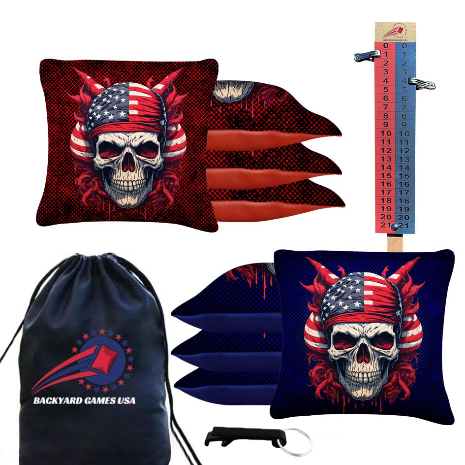 Skull red blue