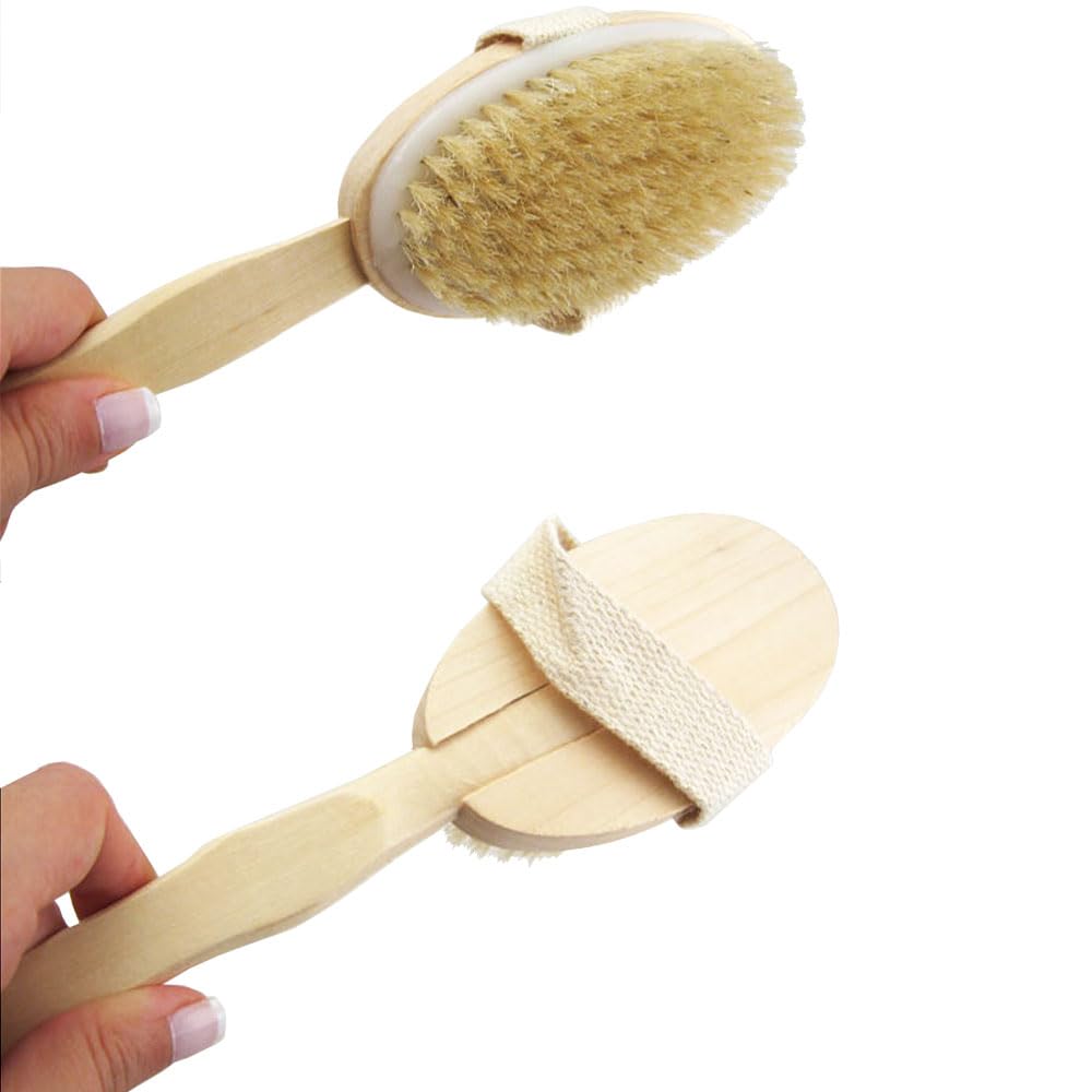 Natural Wood Spa Shower Bath Body Brush with Long Handle - Back Massage Scrubber for Exfoliation & Relaxation - Perfect for Home Spa, Bath Time & Self Care Routine