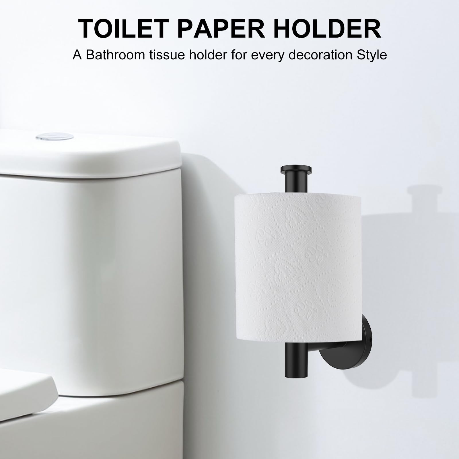 SetSail Matte Black 304 Stainless Steel Wall Mount Toilet Paper Holder - Bathroom Tissue Roll Holder with Drill Hole Installation - Durable Bathroom Hardware Accessory for Home, Office & RV Use