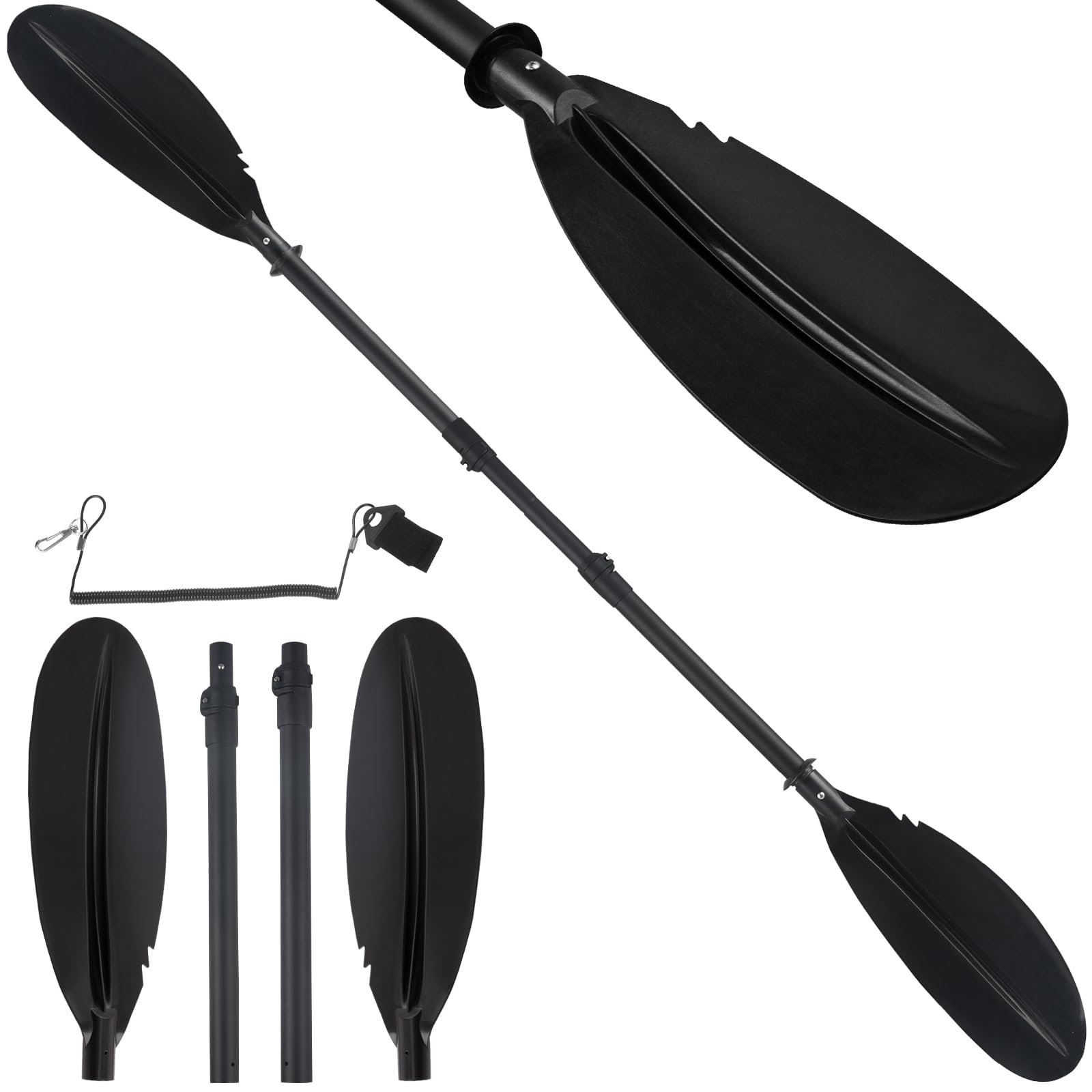 Adjustable Kayak Paddle 70-95 Inch Telescopic Canoe Oar - Durable Steel Shaft with Paddle Leash for Fishing & Recreational Kayaking - Perfect for Lakes, Rivers & Ocean Adventures