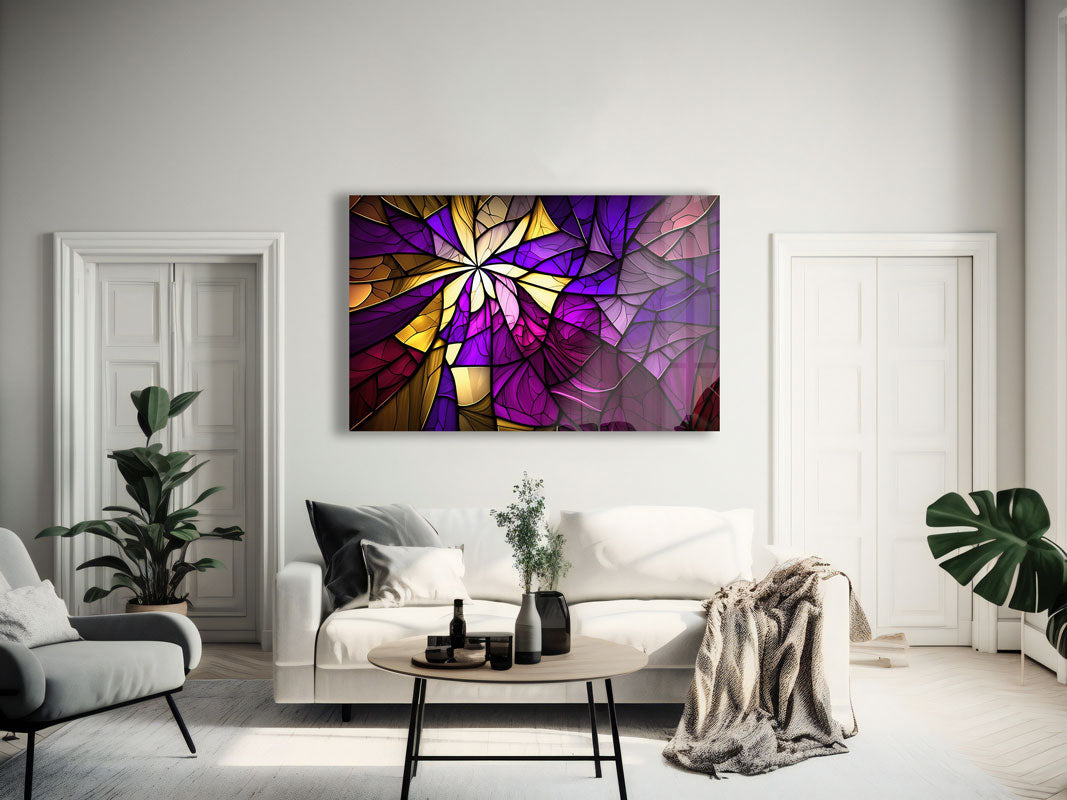 Vibrant Purple & Yellow Abstract Wall Art - Modern Canvas Painting for Home & Office Decor | Perfect for Living Room, Bedroom, or Workspace