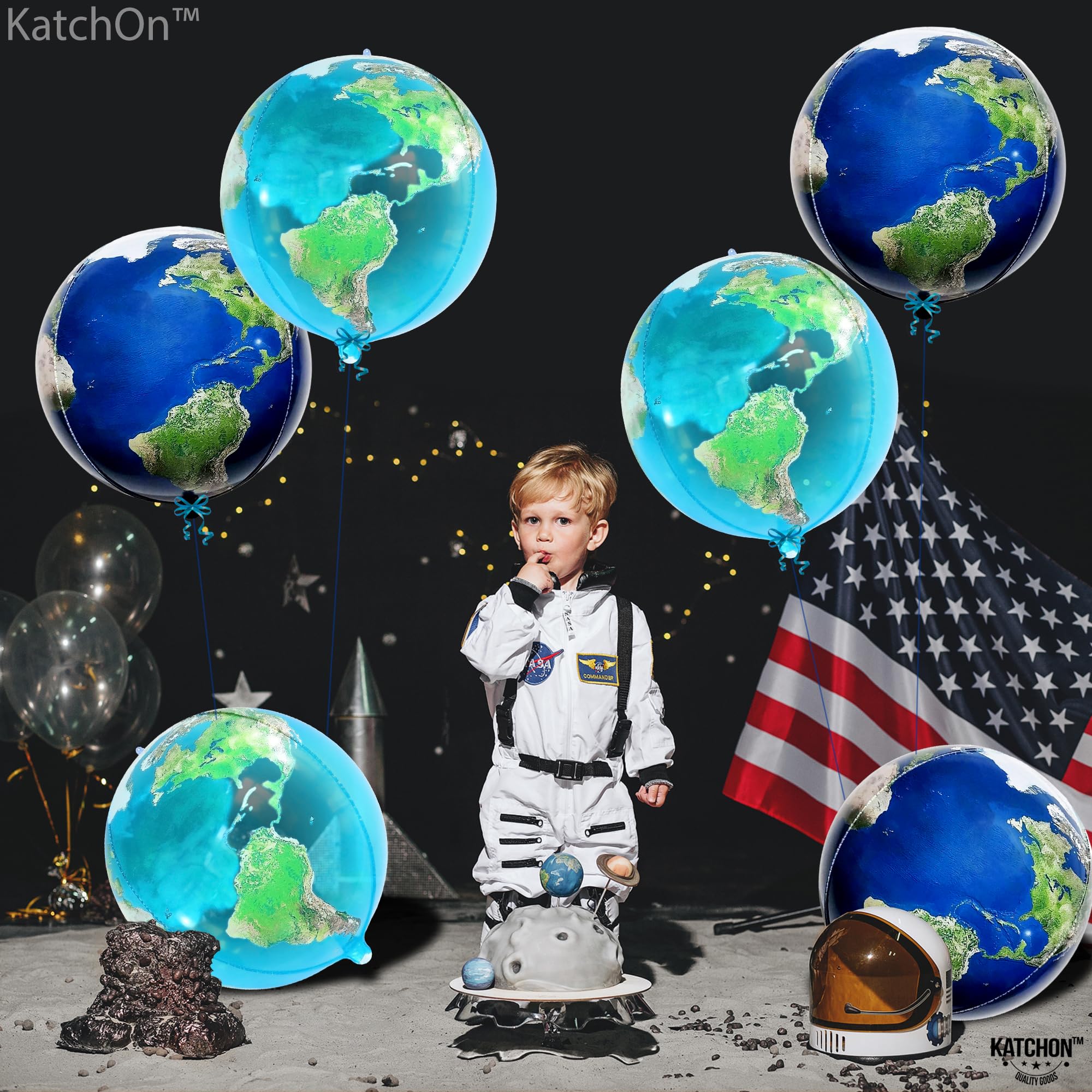 KatchOn 22 Inch Globe Balloons - Pack of 6 | Earth-Themed Party Decorations for Travel, Bon Voyage & Around The World Parties | Perfect for World Map Decor, Graduation Celebrations & Geography-Themed Events