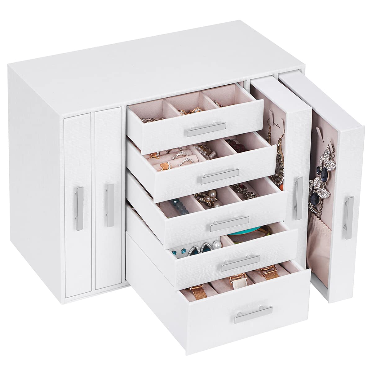ANWBROAD Large Jewelry Organizer Box for Women - Elegant Jewelry Storage Case for Necklaces, Rings, Earrings, Bracelets & Watches | Perfect Gift for Women & Girls | Ideal for Travel, Home Decor and Daily Jewelry Organization