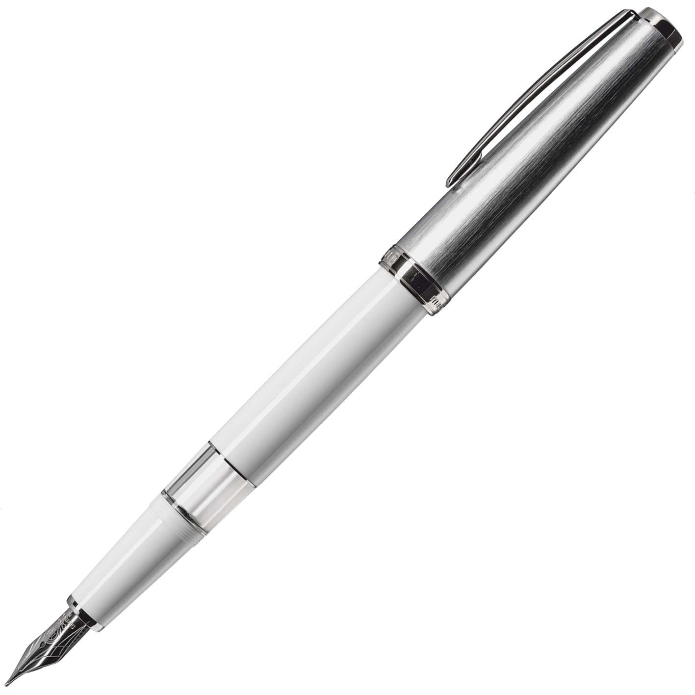 Cleo Skribent Classic Metal Fountain Pen - White, Piston Filler, Broad (B) Nib - Premium Writing Instrument for Calligraphy, Journaling & Office Use
