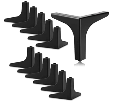 5 Inch Modern Metal Furniture Legs - 12 Pack Replacement Couch Feet for Sofa, TV Stand, Cabinet & Chair - Heavy Duty Adjustable Furniture Supports for Living Room, Bedroom & Office Decor