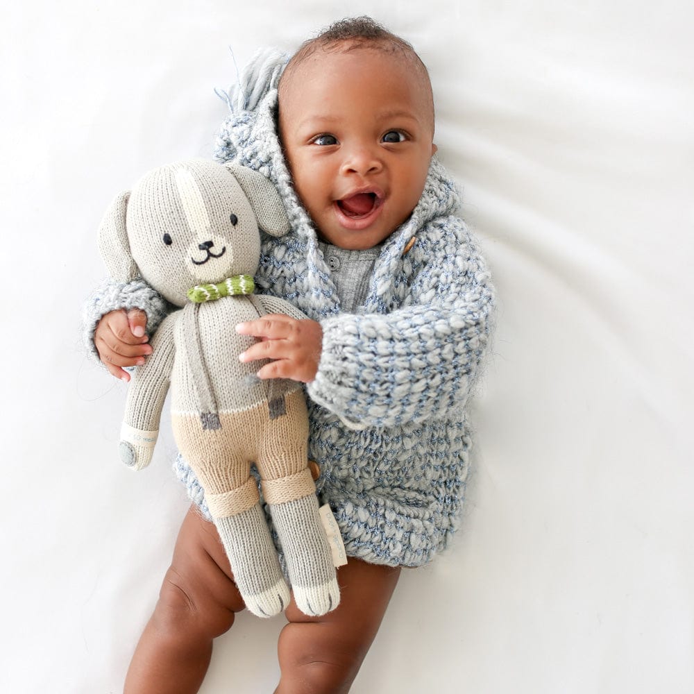 Cuddle+Kind Noah the Dog Plush Toy - Handmade Organic Cotton Stuffed Animal for Kids & Adults | Perfect for Gifts, Cuddling, and Nursery Decor