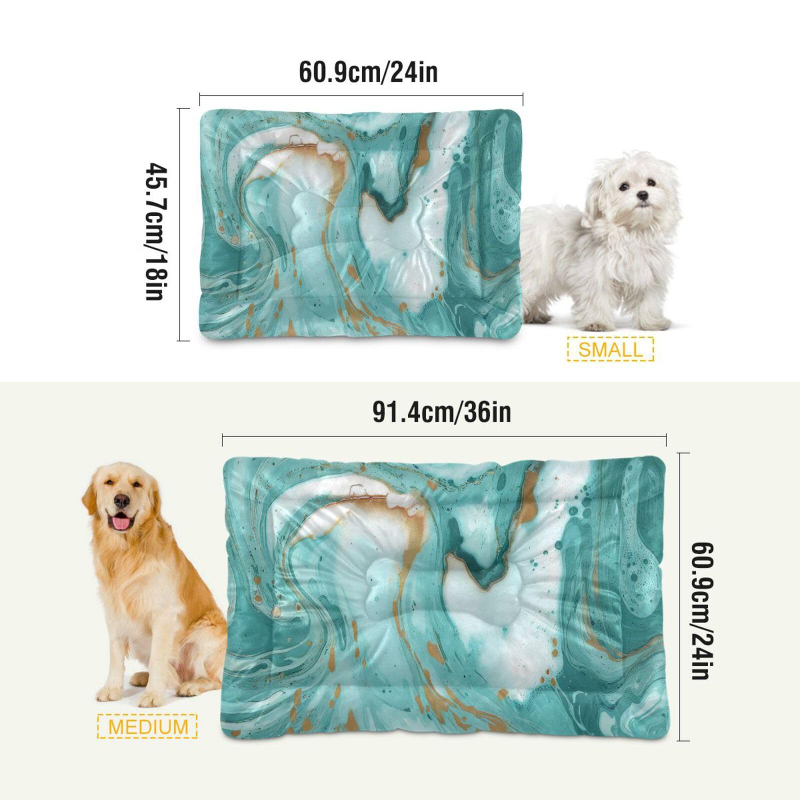 Turquoise Marble Texture Pet Bed - Ultra Soft Rectangle Dog Bed & Cat Bed for Small Medium Large Dogs (36x24 Inches) - Calming Comfort for Pets - Perfect for Living Room, Bedroom or Kennel Use