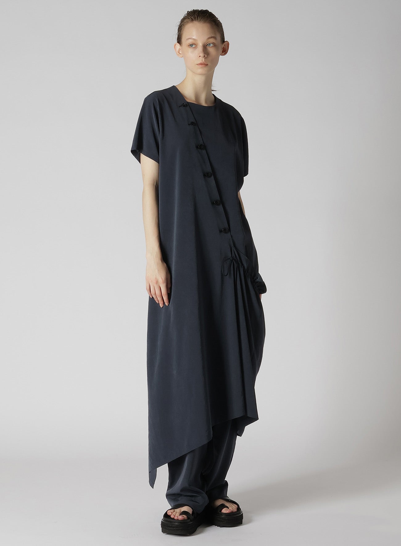 Elegant Crepe de Chine Half Sleeve Draped Dress for Women - Perfect for Office Wear, Cocktail Parties & Special Occasions