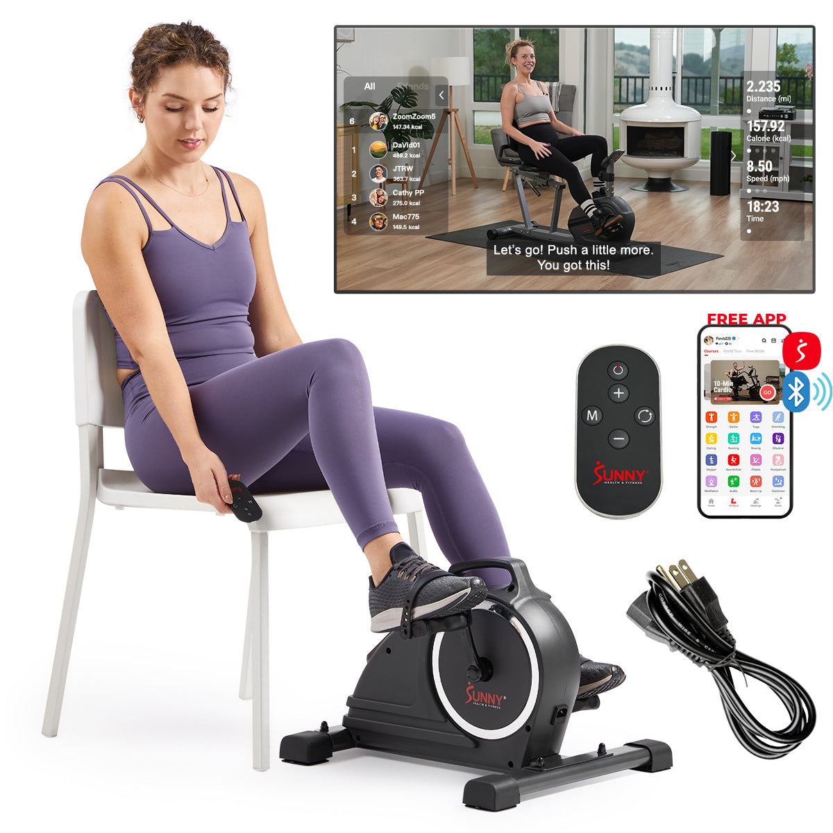 Premium Smart Motorized Mini Exercise Bike for Home & Office - Portable Under Desk Pedal Exerciser for Fitness, Rehab & Active Sitting