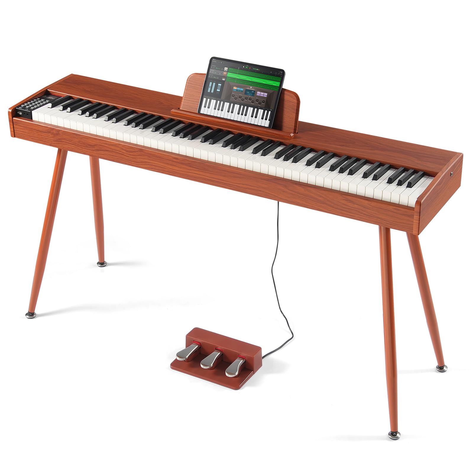 VEVOR 88-Key Fully Weighted Digital Piano with Stand - Professional Electric Keyboard with 200 Tones & Rhythms, Bluetooth/USB/MIDI Connectivity, Built-in Speakers & Headphone Jack - Perfect for Beginners, Home Practice & Studio Recording