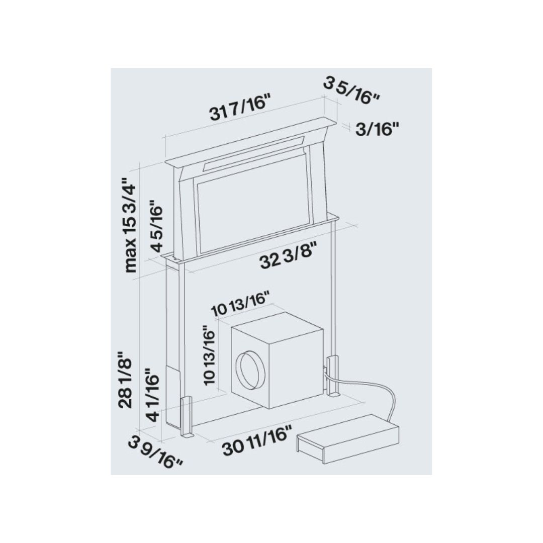 Falmec 36-inch Stainless Steel Down Draft Range Hood - Powerful Motor Included (FDDOW36T6SS) - Perfect for Modern Kitchens & Island Cooktops