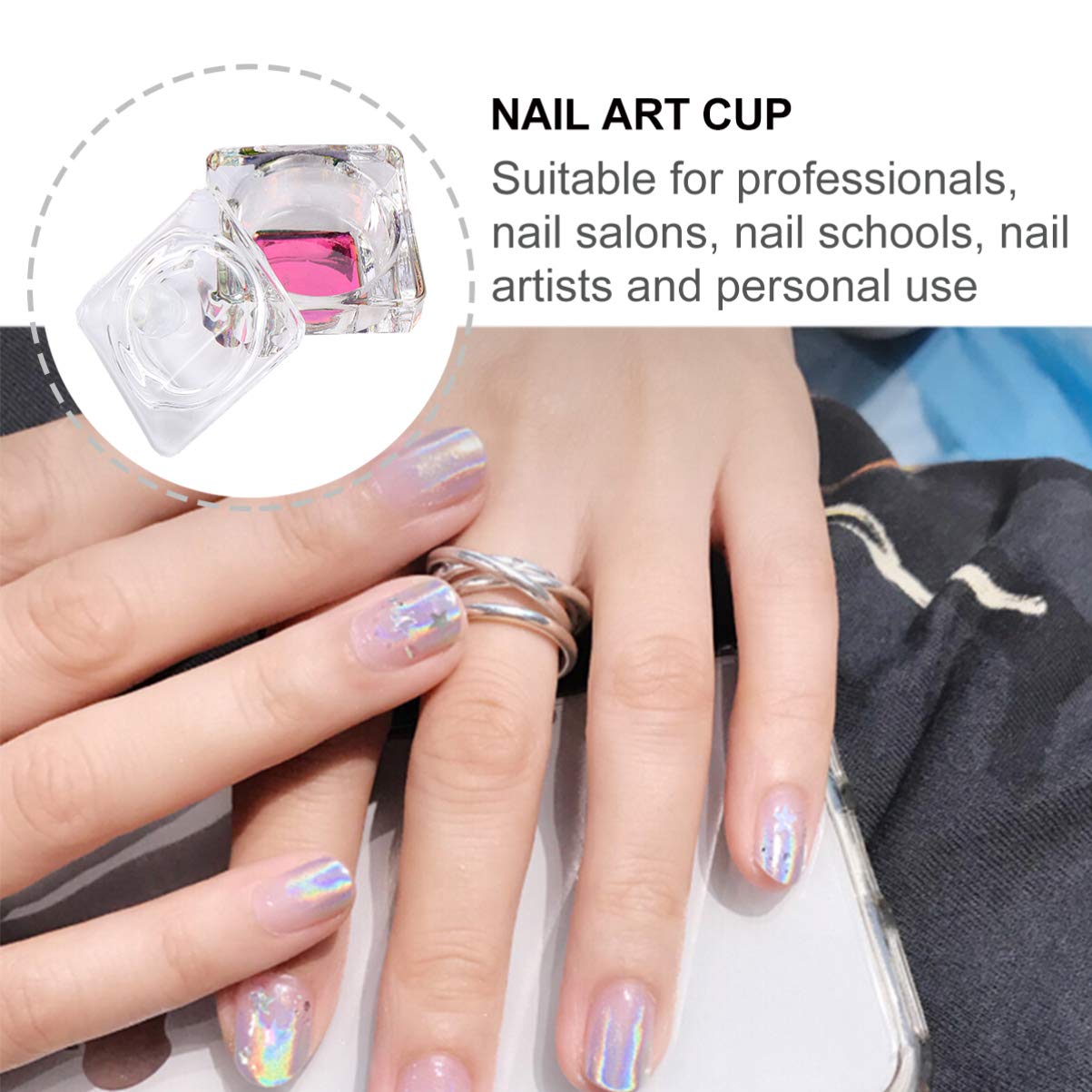 2PCS Crystal Glass Nail Art Cups - Nail Liquid Container & Nail Art Dish for Acrylic Powder, Glitter & Nail Art Supplies | Perfect for Salon, DIY Manicure & Professional Nail Artists